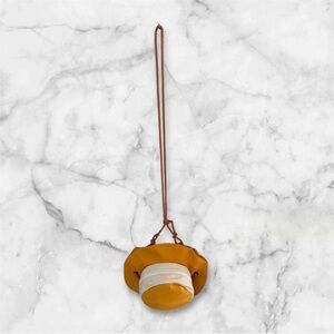 Moodone Stylish Hat Shape Yellow, Brown and White Mini Crossbody Bag